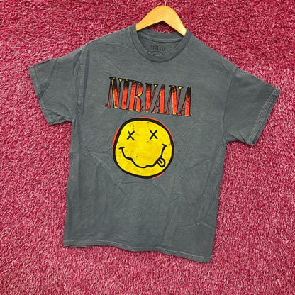 Nirvana Nevermind Album Dead Smiley Light Blue T-Shirt Medium