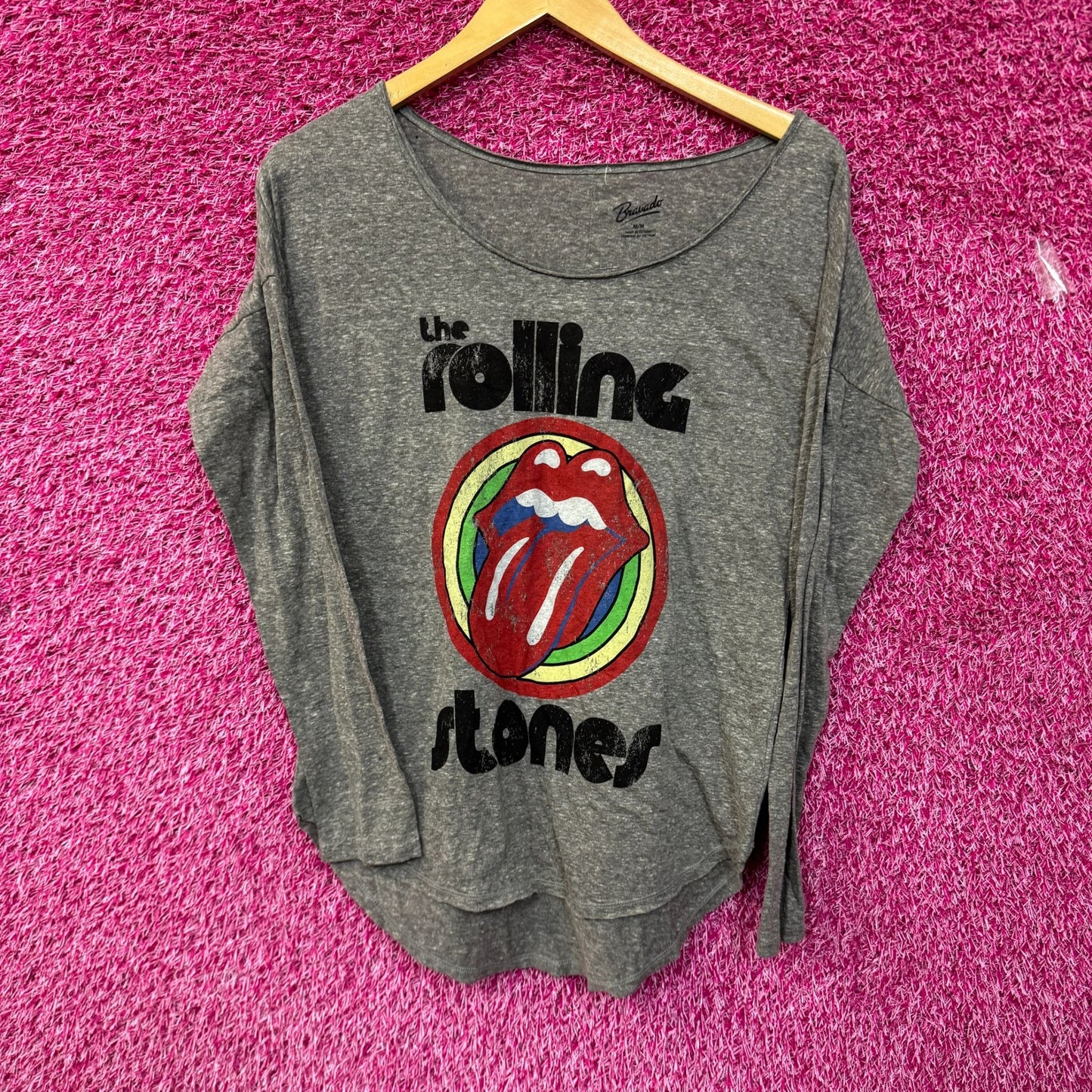 The Rolling Stones Hot Lips Rock Long Sleeve Scoopneck Top M