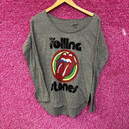 The Rolling Stones Hot Lips Rock Long Sleeve Scoopneck Top M