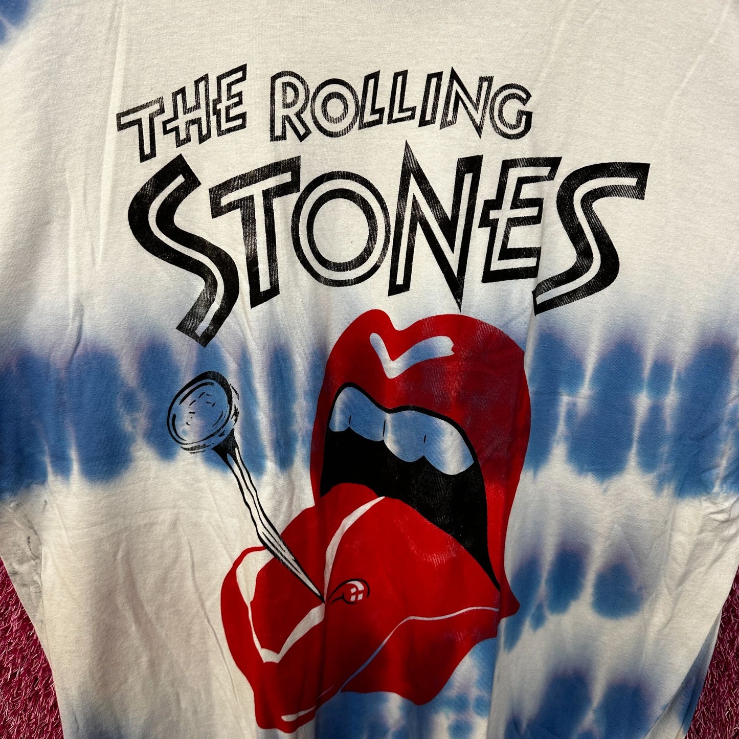 The Rolling Stones Nailed Hot Lips Blue Tie Dye 2x