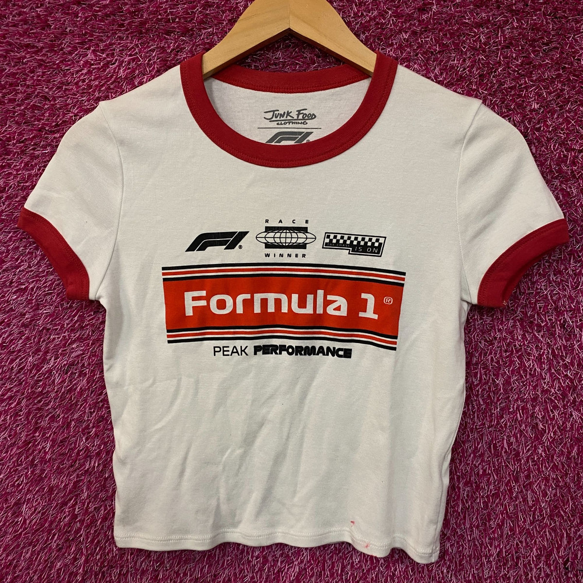 Junk Food Women's Formula 1 Finish Line Crop T-shirt Small