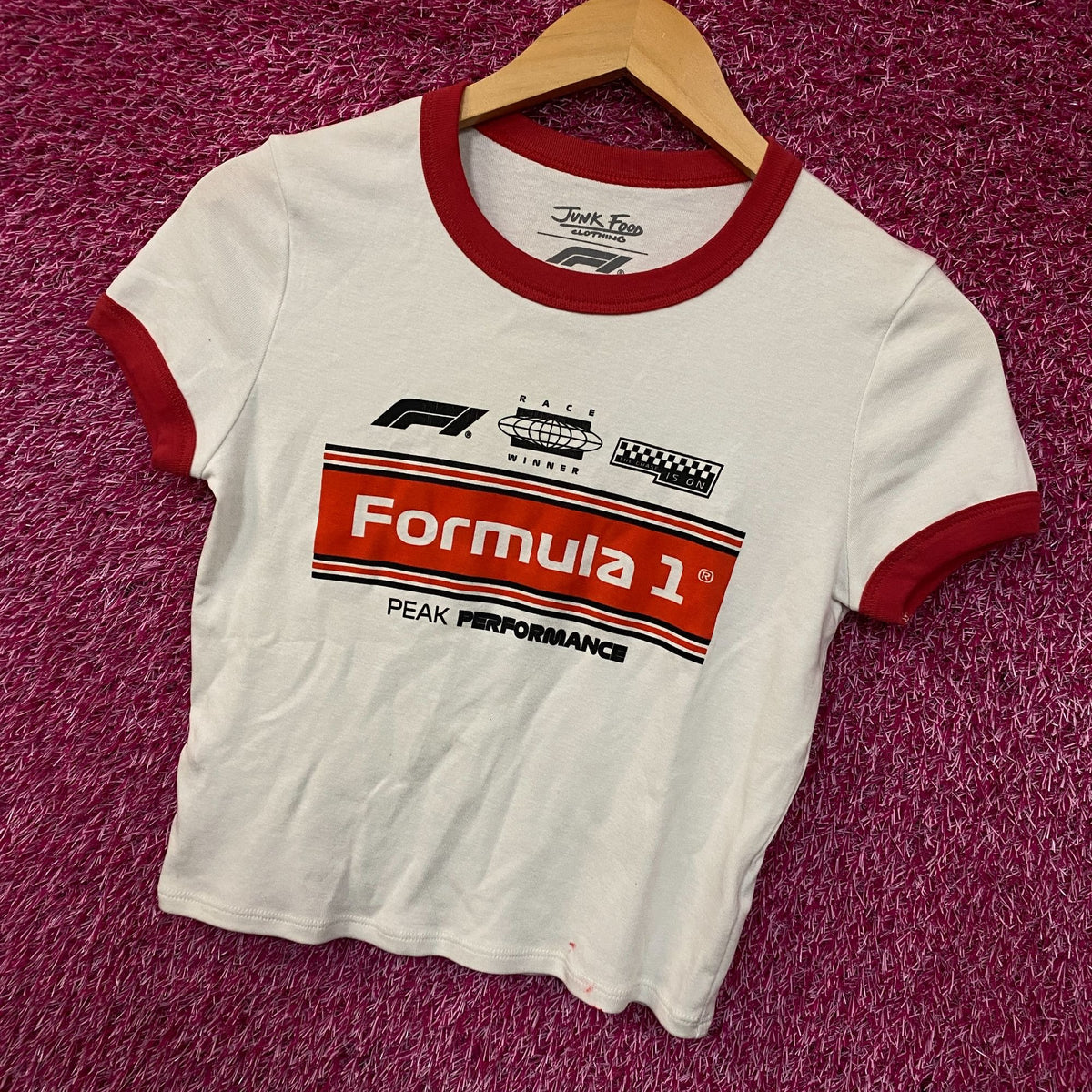 Junk Food Women's Formula 1 Finish Line Crop T-shirt Small