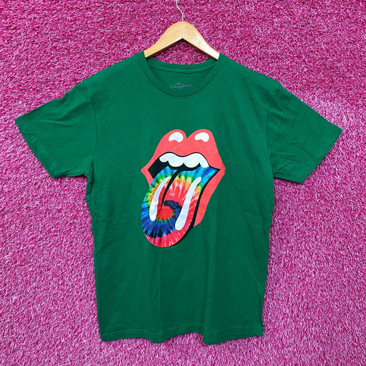 The Rolling Stones Green Tie dye Hot Lips Tshirt size Large