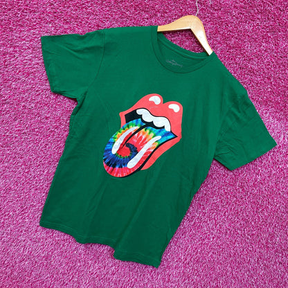 The Rolling Stones Green Tie dye Hot Lips Tshirt size Large
