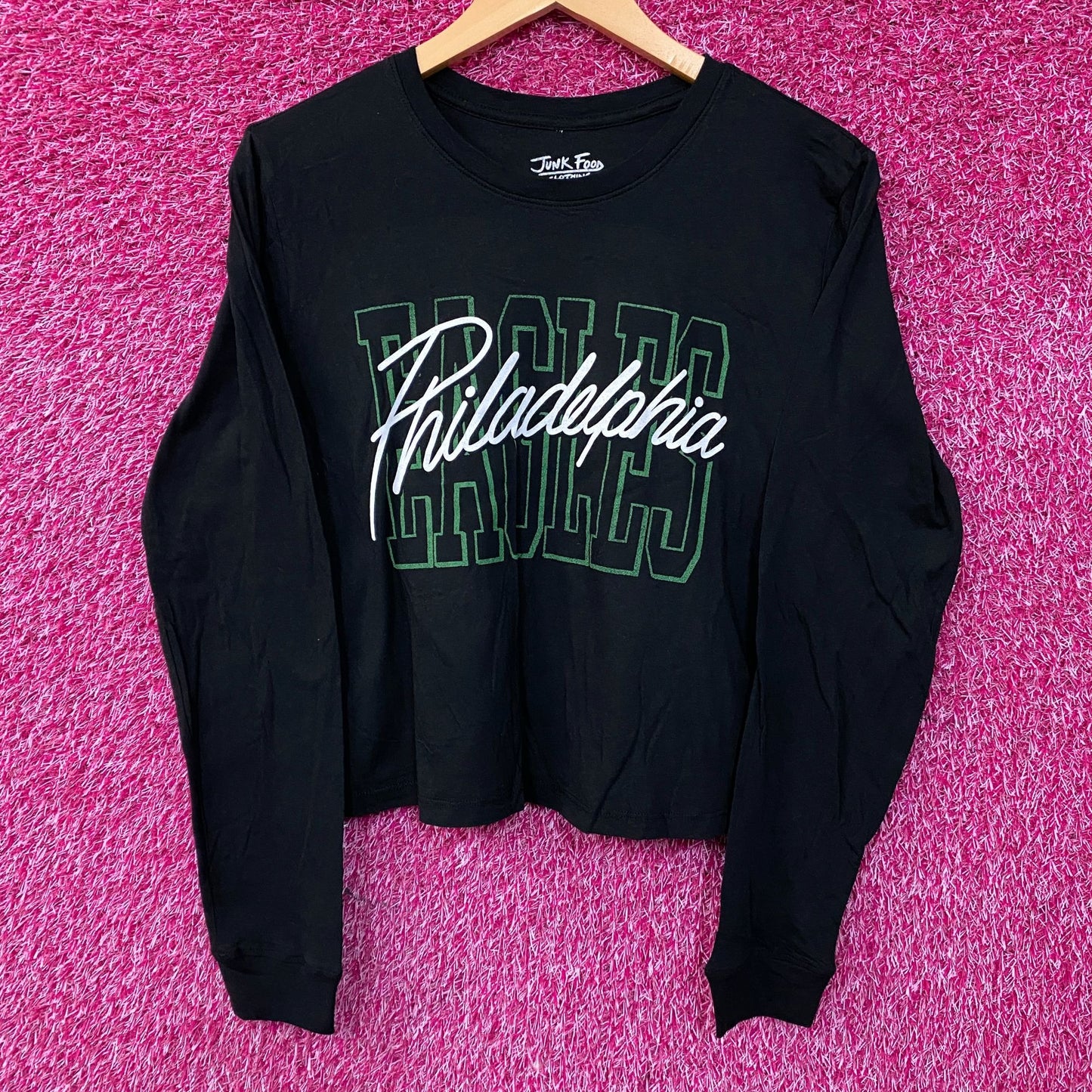 Junk Food Clothing Philadelphia Eagles Timeout Long Sleeve Crop Tee XS