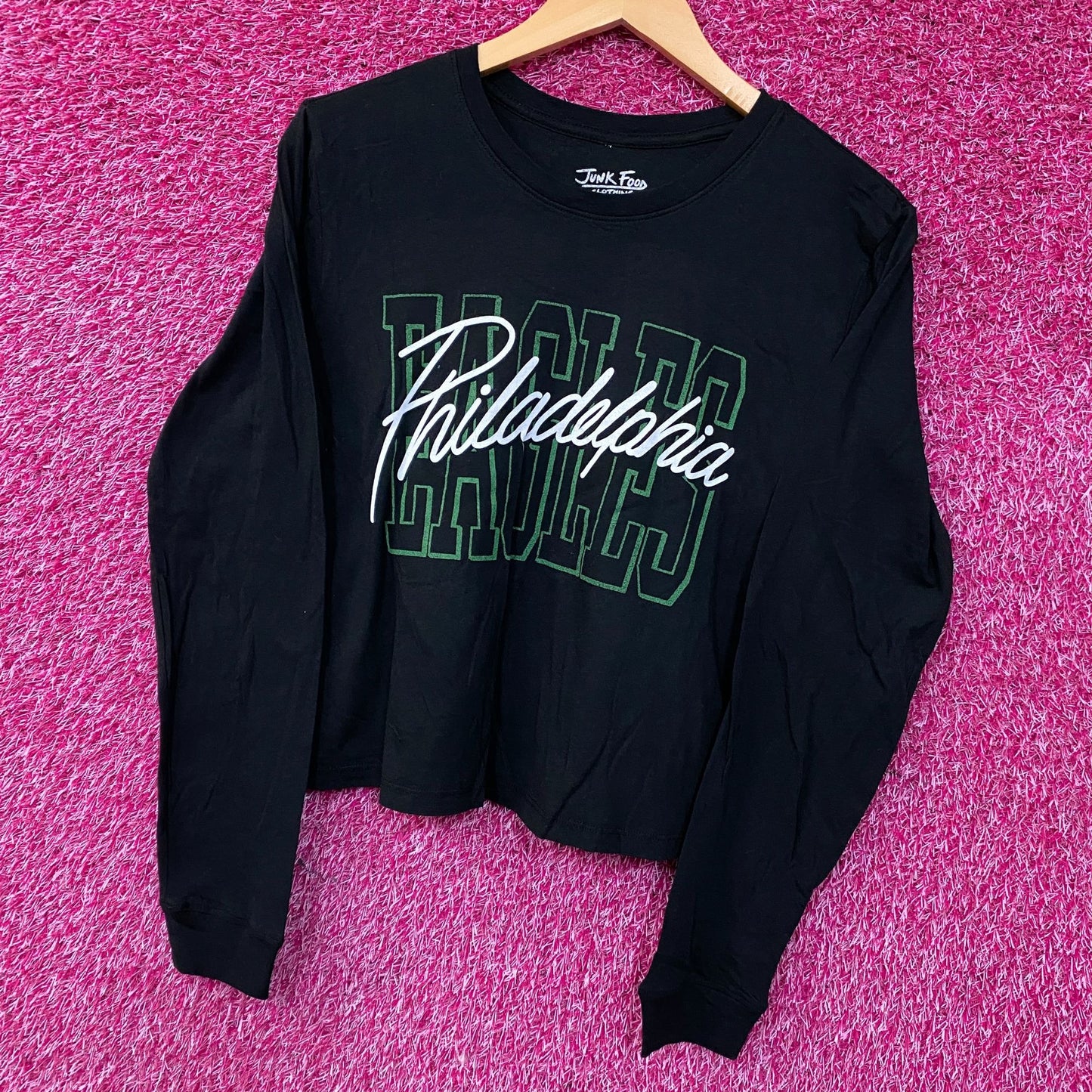 Junk Food Clothing Philadelphia Eagles Timeout Long Sleeve Crop Tee XS