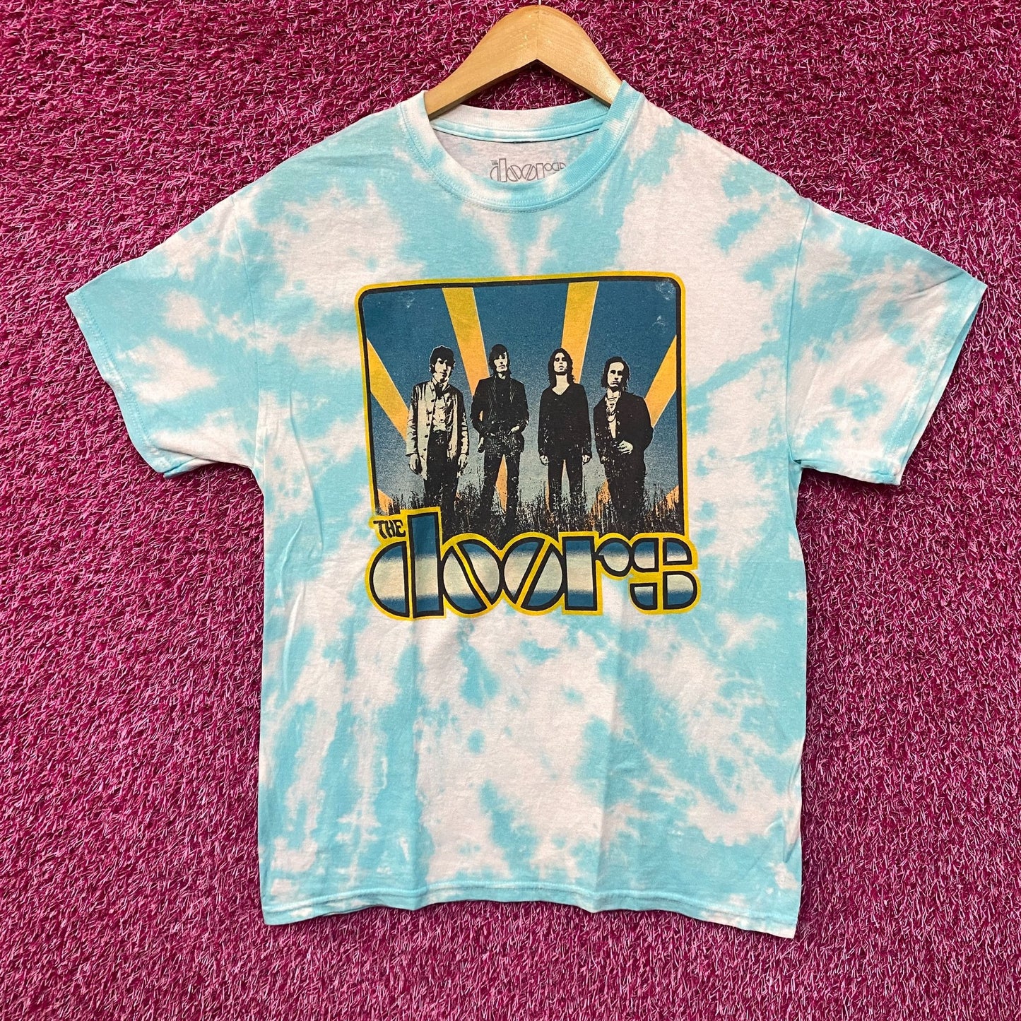 The Doors Waiting For The Sun Album Cover Tie Dye Baby Blue T-Shirt Medium