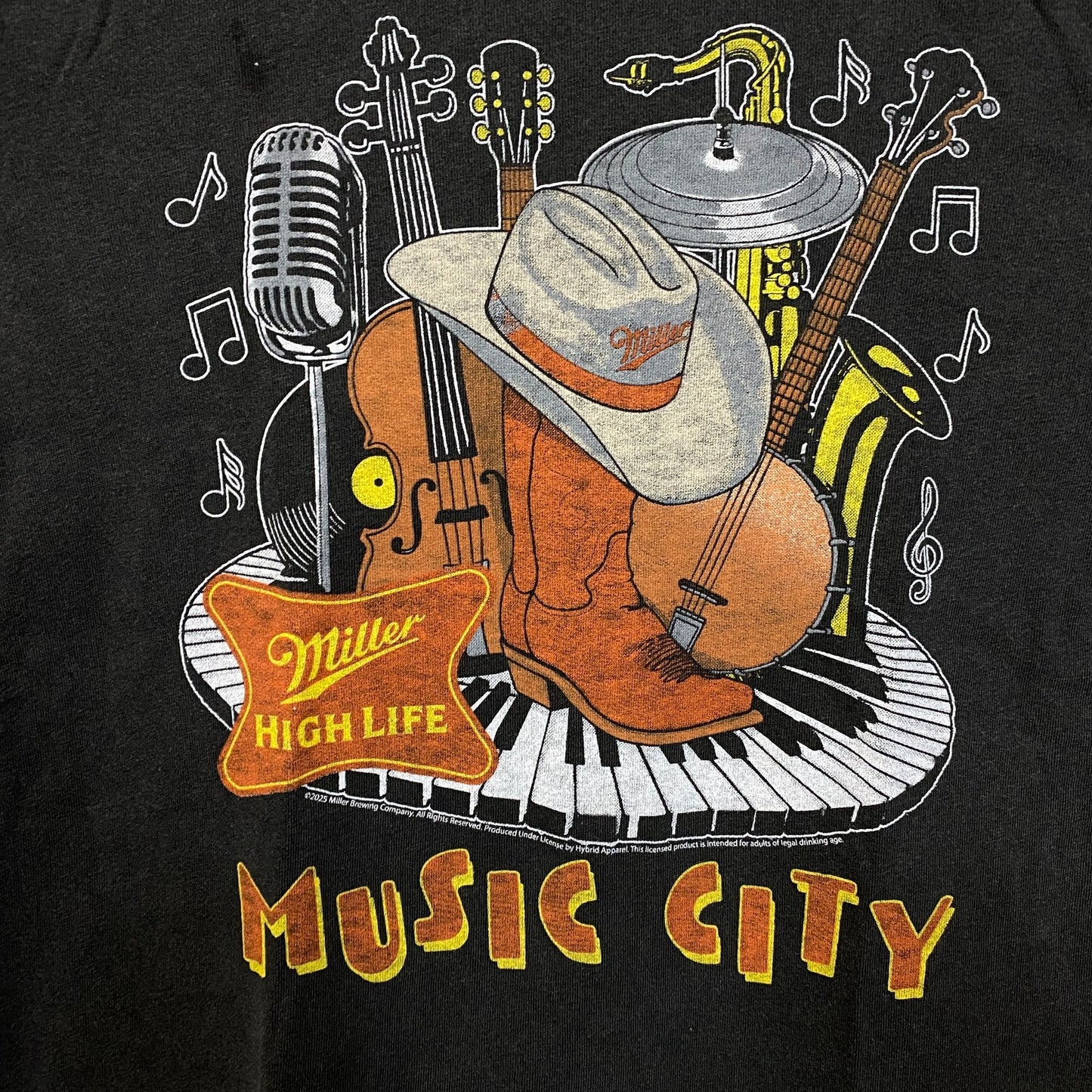 Miller High Life Music City Vintage Style Graphic T-Shirt Medium
