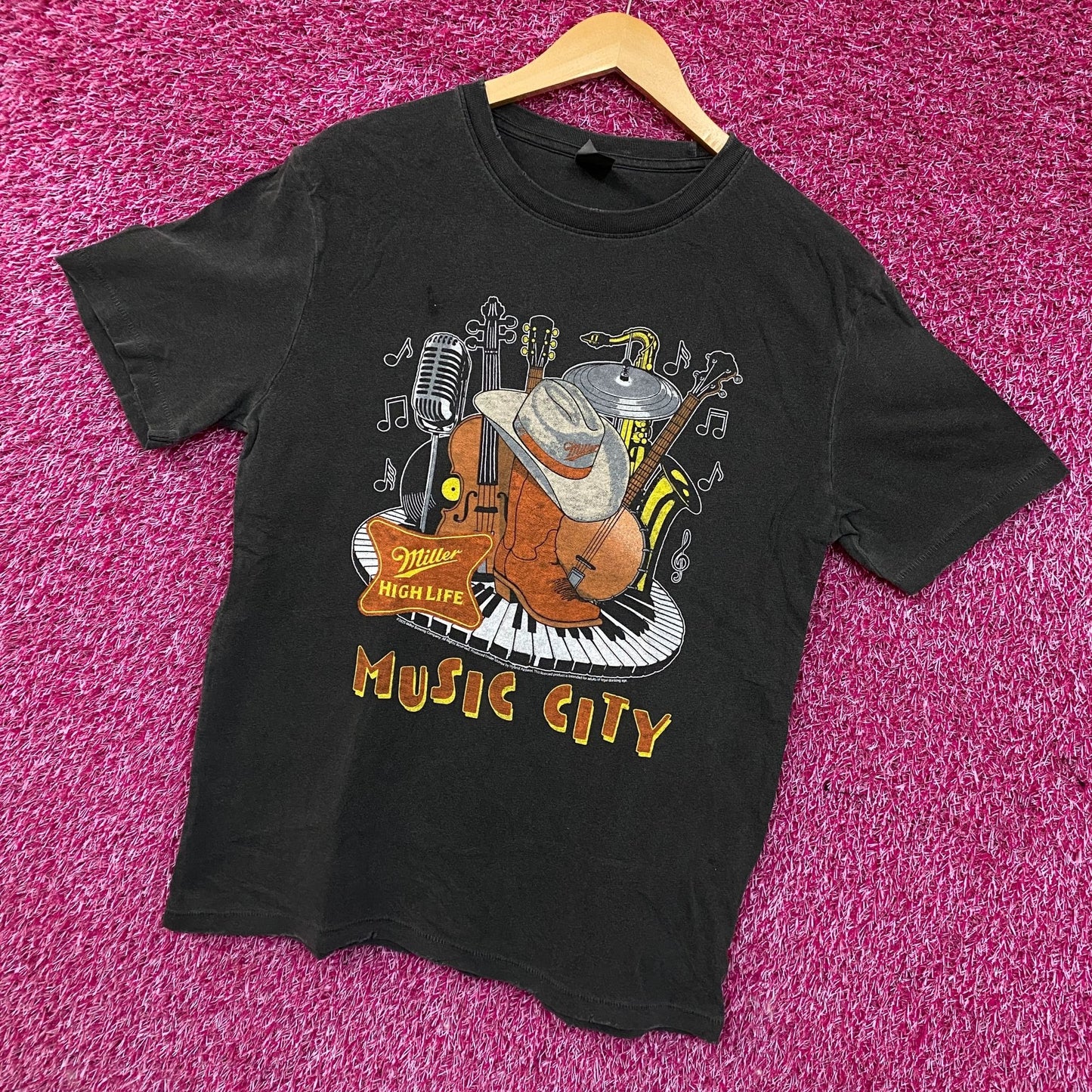 Miller High Life Music City Vintage Style Graphic T-Shirt Medium