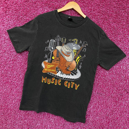 Miller High Life Music City Vintage Style Graphic T-Shirt Medium