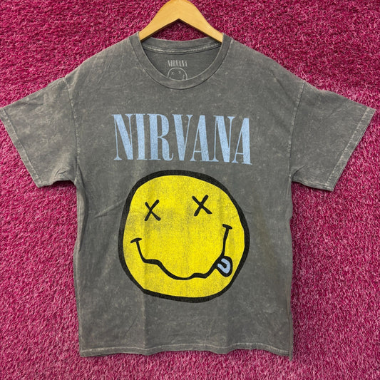 Nirvana Nevermind Smiley Face mineral wash tshirt size large