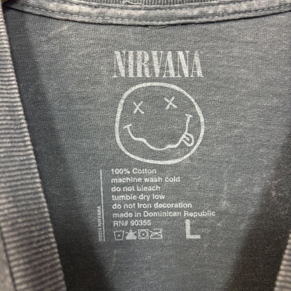 Nirvana Nevermind Smiley Face mineral wash tshirt size large