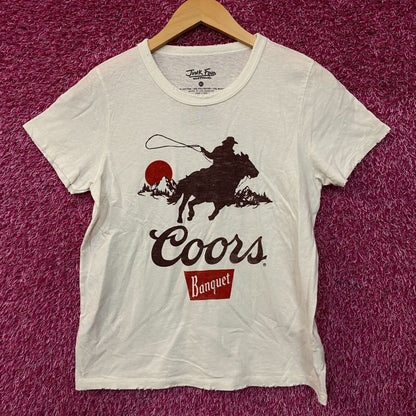 Junk Food Clothing Coors Banquet Cowboy Vintage Style Graphic Women's Tee XL