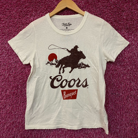 Junk Food Clothing Coors Banquet Cowboy Vintage Style Graphic Women's Tee XL