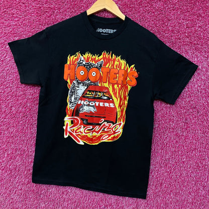 Hooters Flaming Racing Car Graphic T-Shirt Medium