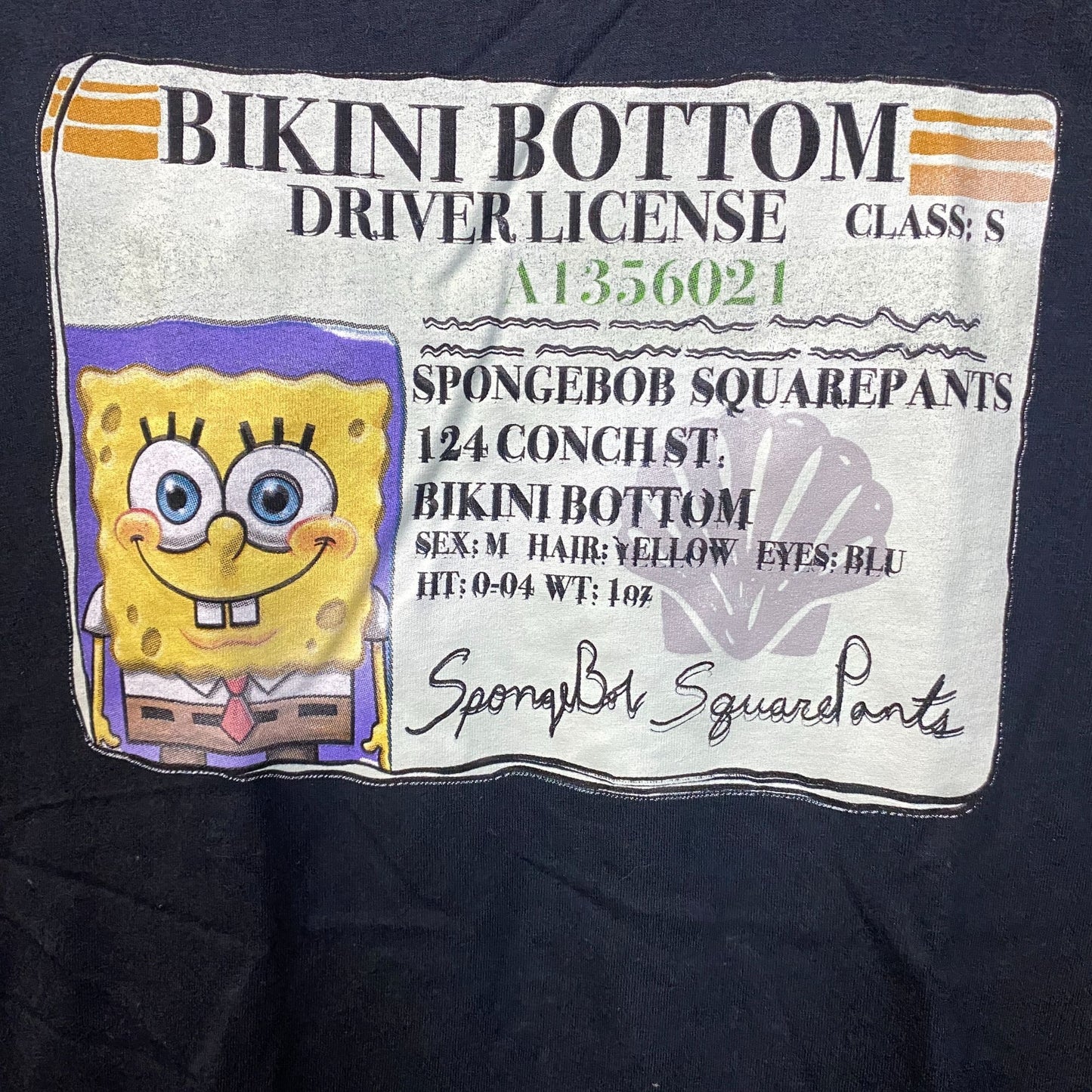 Nickelodeon Spongebob Squarepants Driver License T-Shirt 2XL