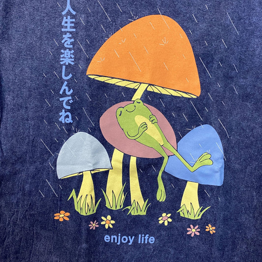 Enjoy Life Zen Frog Japanese Garden Pop Art Hot Topic Tee M