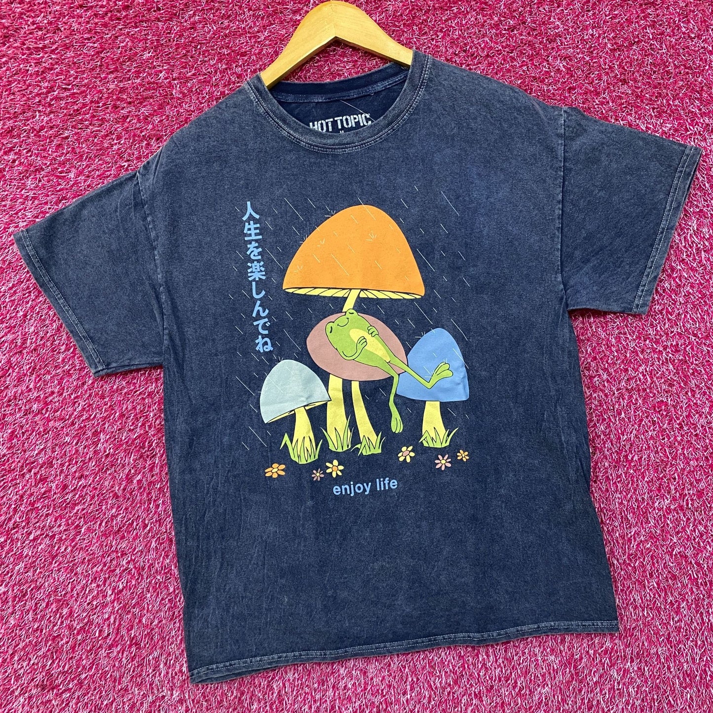 Enjoy Life Zen Frog Japanese Garden Pop Art Hot Topic Tee M