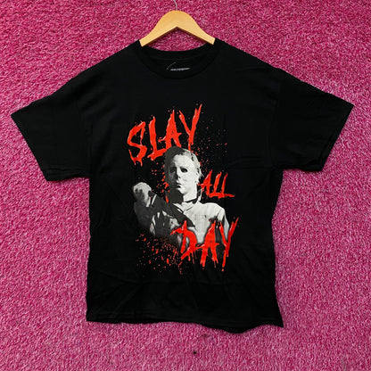 John Carpenter's Halloween Michael Myers Slay All Day Horror Tshirt size Large .