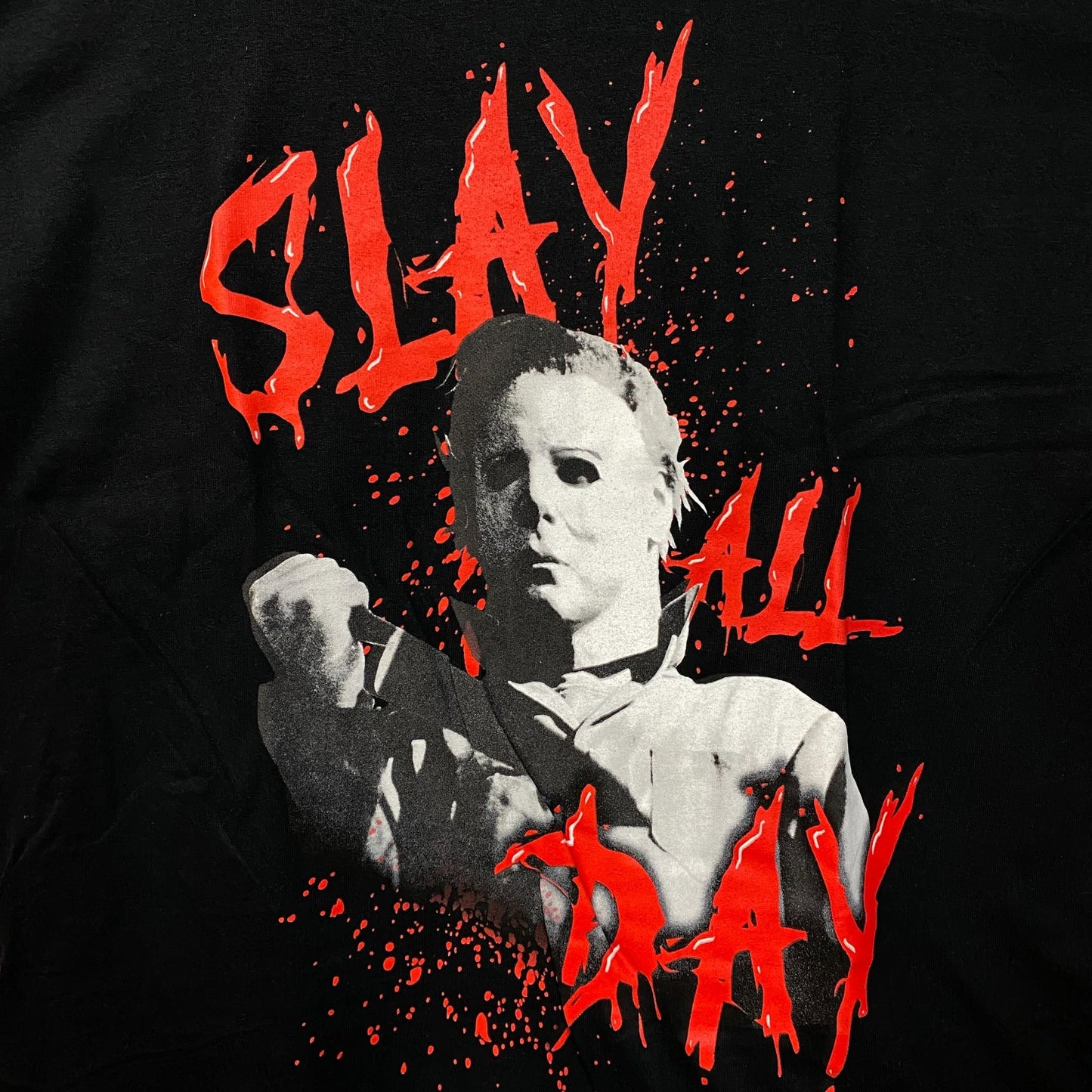 John Carpenter's Halloween Michael Myers Slay All Day Horror Tshirt size Large .