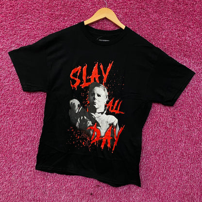 John Carpenter's Halloween Michael Myers Slay All Day Horror Tshirt size Large .