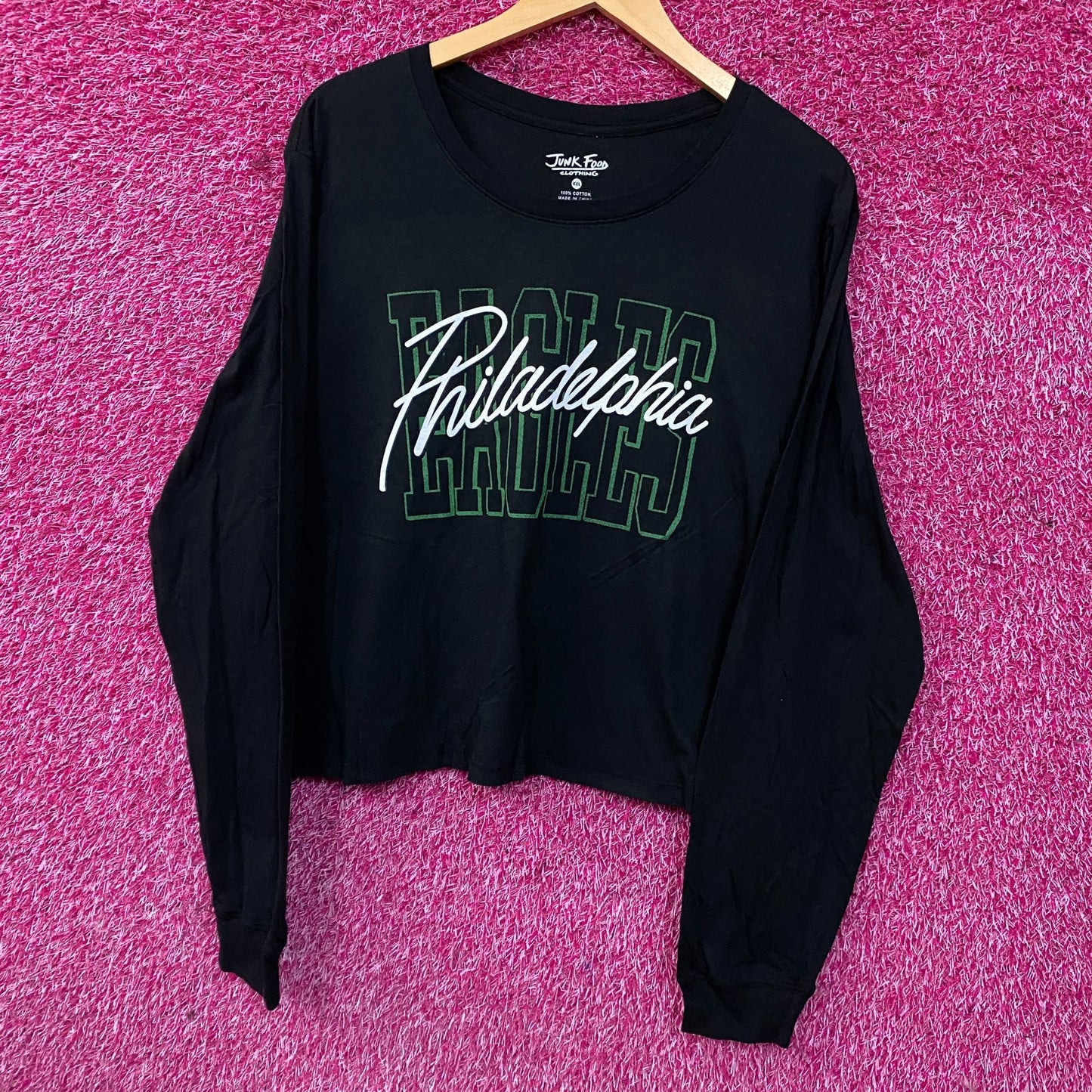 Junk Food Clothing Philadelphia Eagles Timeout Long Sleeve Crop Tee 2XL