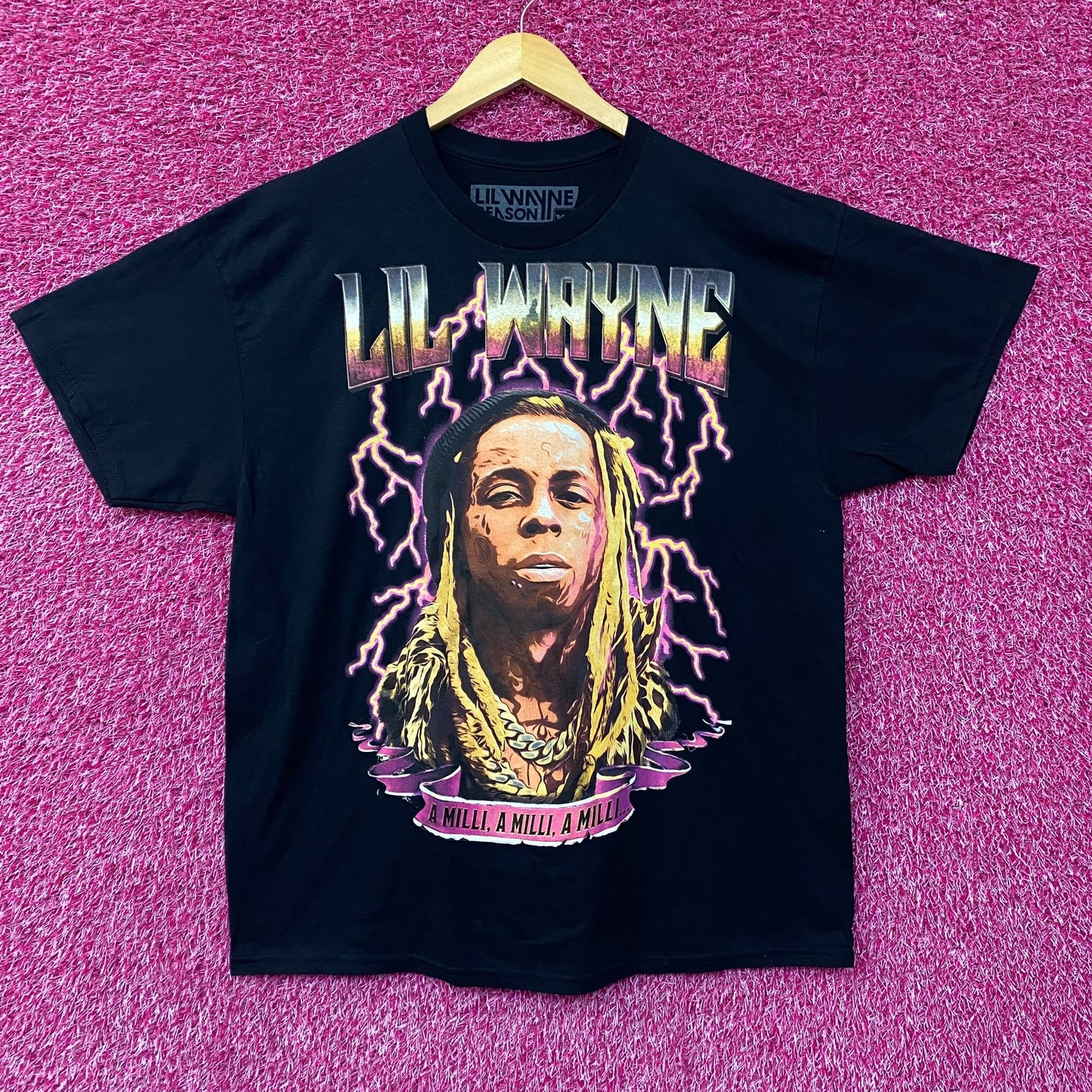 Lil Wayne A Milli Graphic Design Black T-Shirt XL