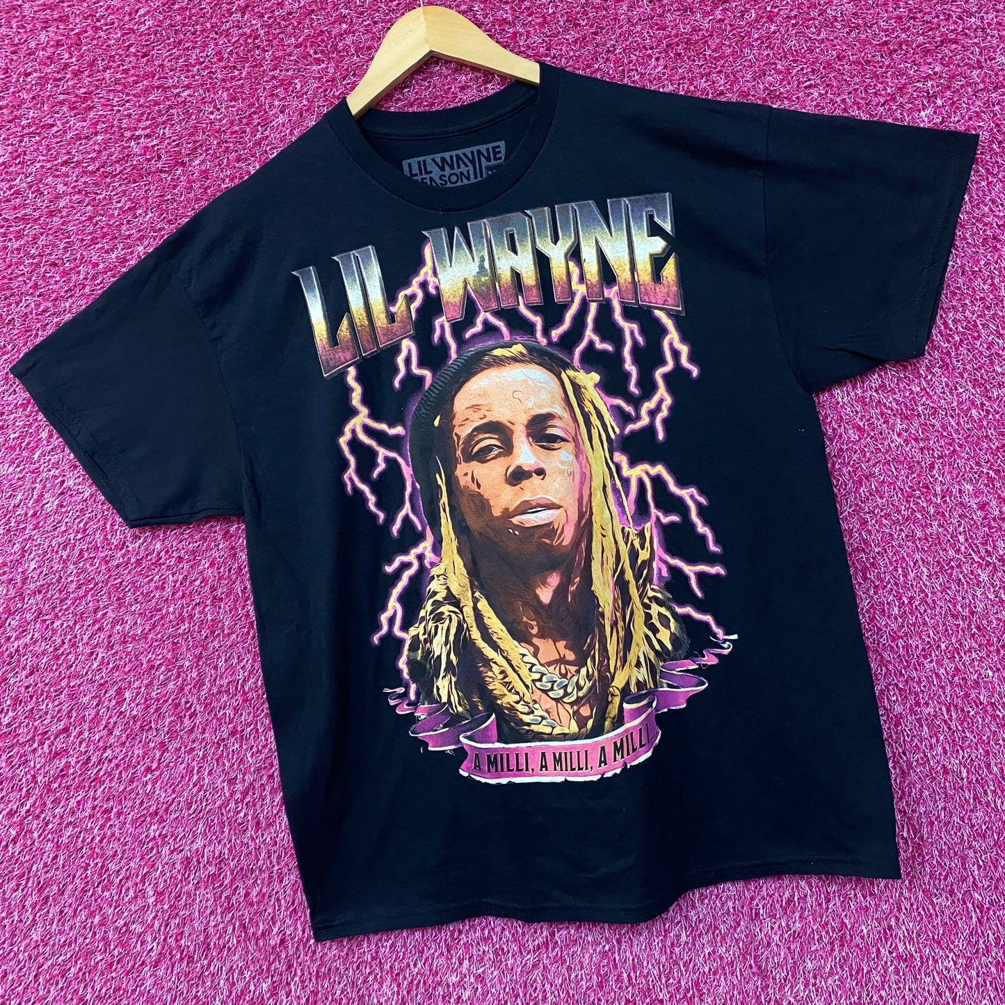 Lil Wayne A Milli Graphic Design Black T-Shirt XL