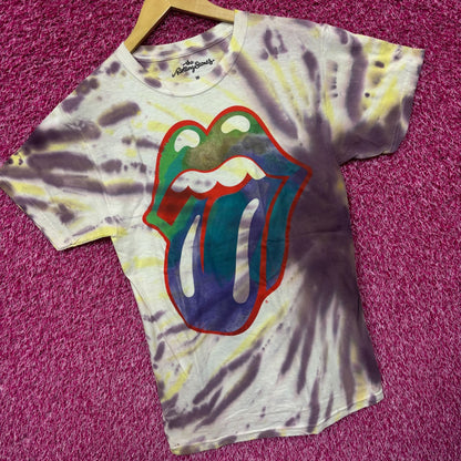 The Rolling Stones Hot Lips Womens Tie Dye Boyfriend Top M