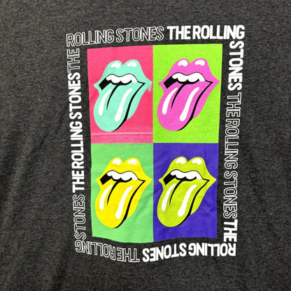 The Rolling Stones Multi Spell-Out Pop Art Hot Lips Rock Tee L