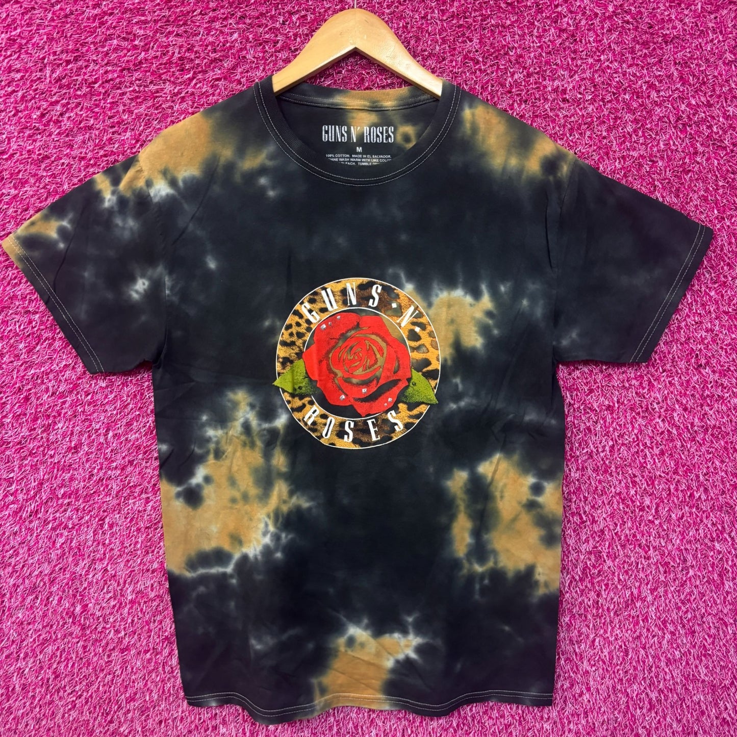 Guns N’ Roses Leopard Print Big Rose Hard Rock Tie Dye Small