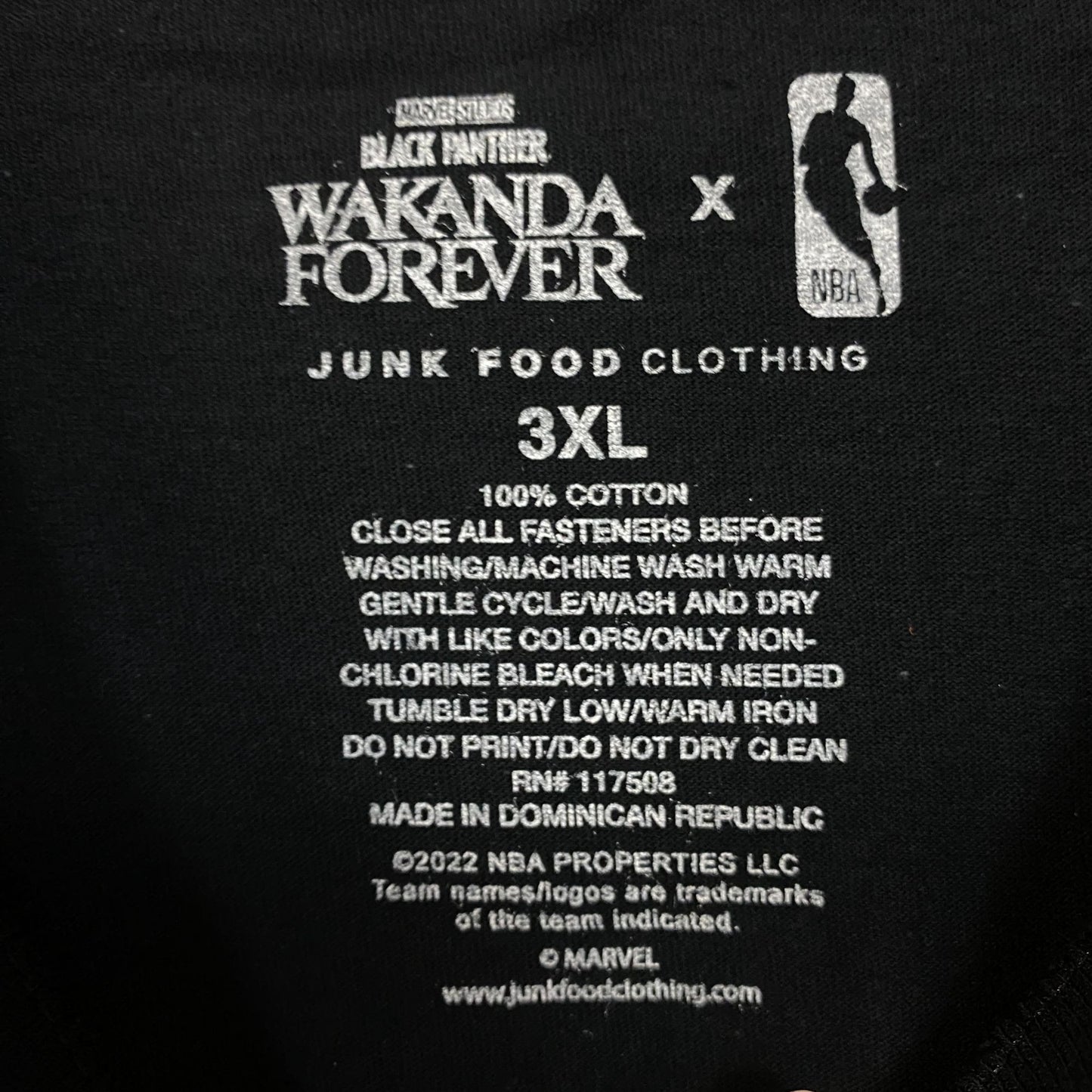 Junk Food Phoenix Suns NBA x Marvel Black Panther Wakanda Forever T-Shirt 3XL