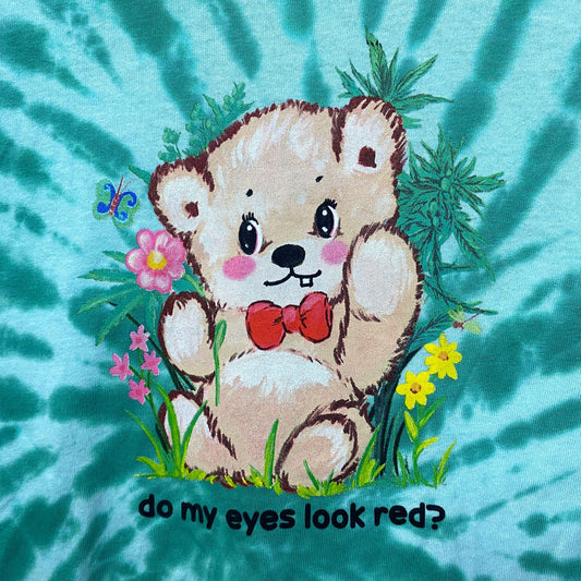 Your Highness Red Eye Cannabis Teddy Bear Skater Tie Dye L