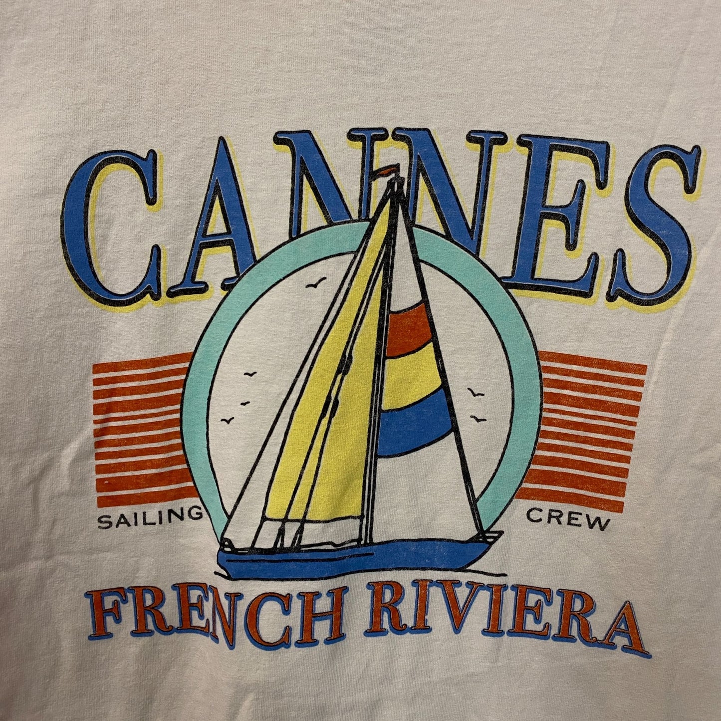 Junk Food Cannes Sailing Crew French Riviera Graphic T-Shirt XS
