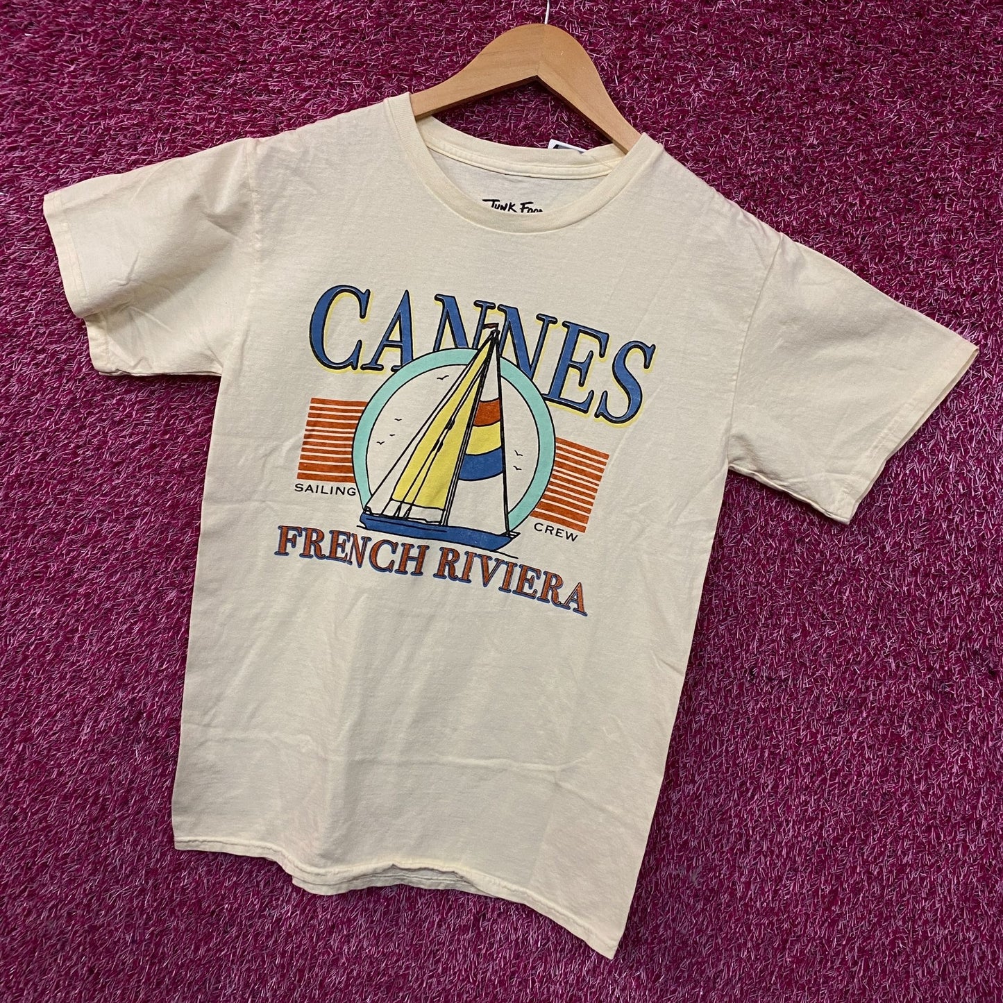 Junk Food Cannes Sailing Crew French Riviera Graphic T-Shirt XS