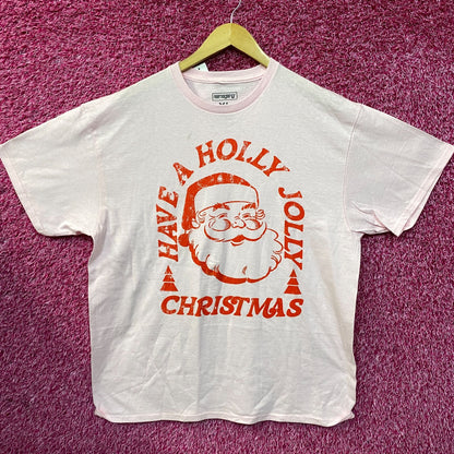 Santa Claus Jolly Christmas Vintage Style Pink T-Shirt XL