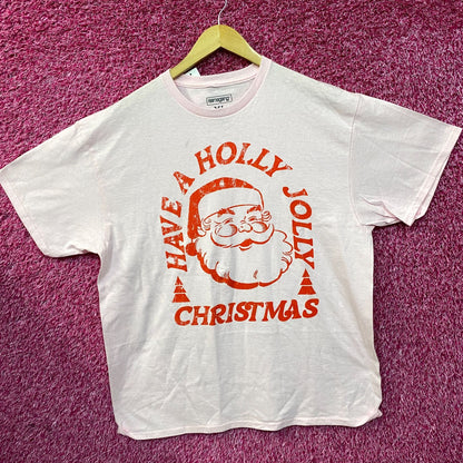 Santa Claus Jolly Christmas Vintage Style Pink T-Shirt XL