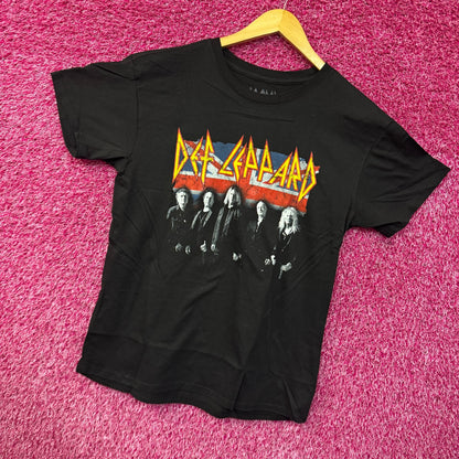 Def Leppard Hall of Fame British Flag Heavy Metal Band Tee M