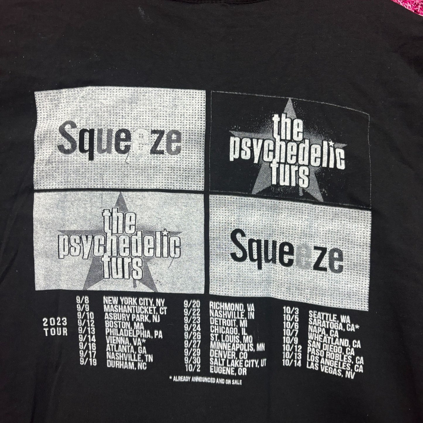 Psychedelic Furs and Squeeze Rock Tour Tshirt size Large