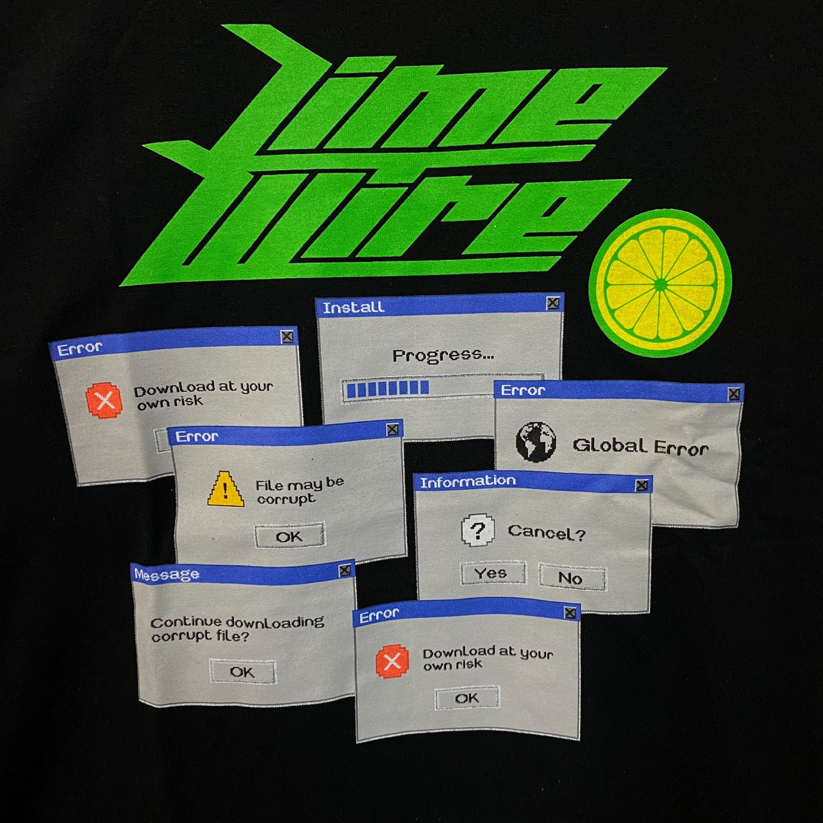 LimeWire "Download at Your Own Risk" Graphic T-Shirt 2XL