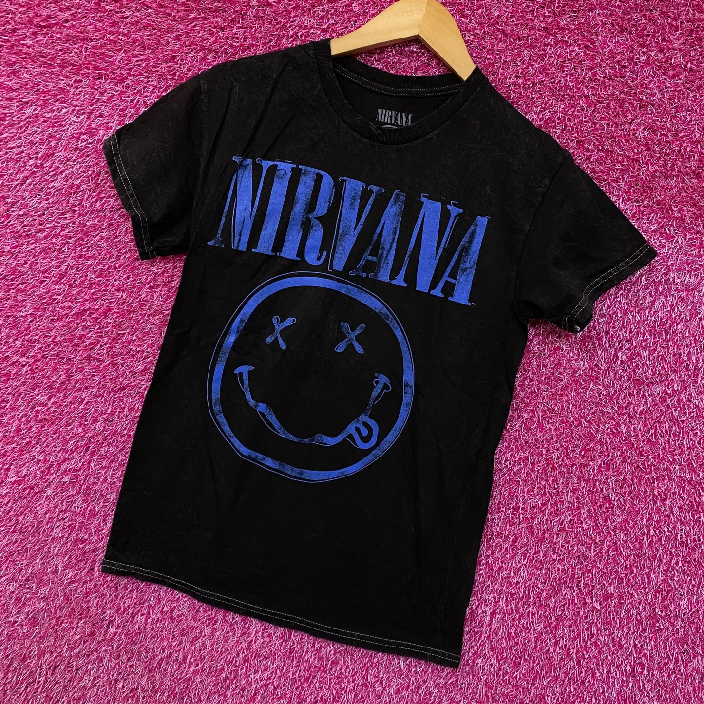 Nirvana Nevermind Tour Logo Dead Smiley Grunge Band Tee S