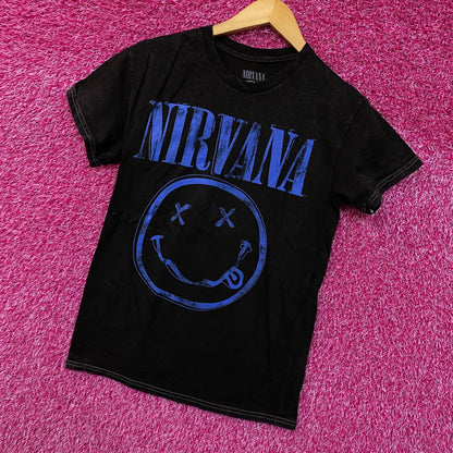 Nirvana Nevermind Tour Logo Dead Smiley Grunge Band Tee S