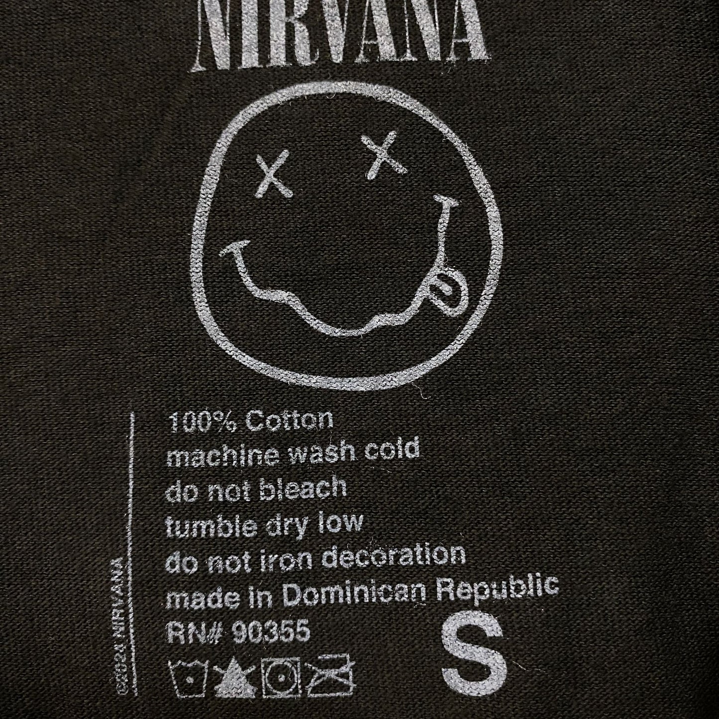 Nirvana Nevermind Tour Logo Dead Smiley Grunge Band Tee S