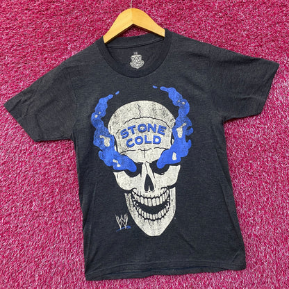 WWE Stone Cold Steve Austin Skull Graphic Design T-Shirt Extra Small