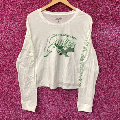 Junk Food Clothing NFL Philadelphia Eagles Touchdown Long Sleeve Cropped T-Shirt Medium