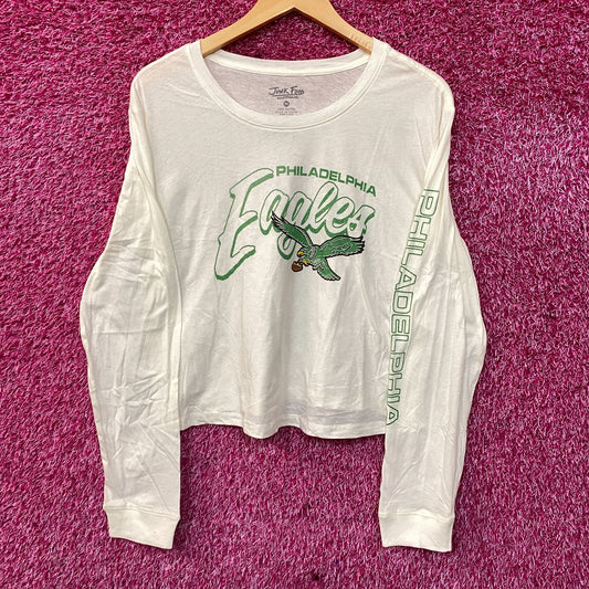 Junk Food Clothing NFL Philadelphia Eagles Touchdown Long Sleeve Cropped T-Shirt Medium