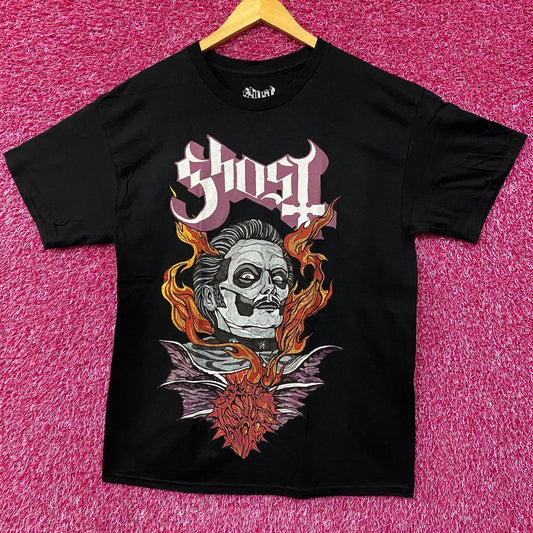 Ghost Cardinal Copia Flaming Face Heart Hypnosis Graphic Design T-Shirt Large