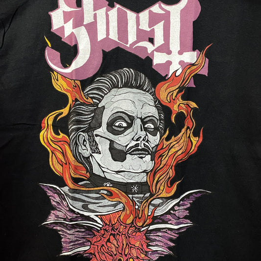 Ghost Cardinal Copia Flaming Face Heart Hypnosis Graphic Design T-Shirt Large