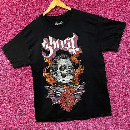 Ghost Cardinal Copia Flaming Face Heart Hypnosis Graphic Design T-Shirt Large