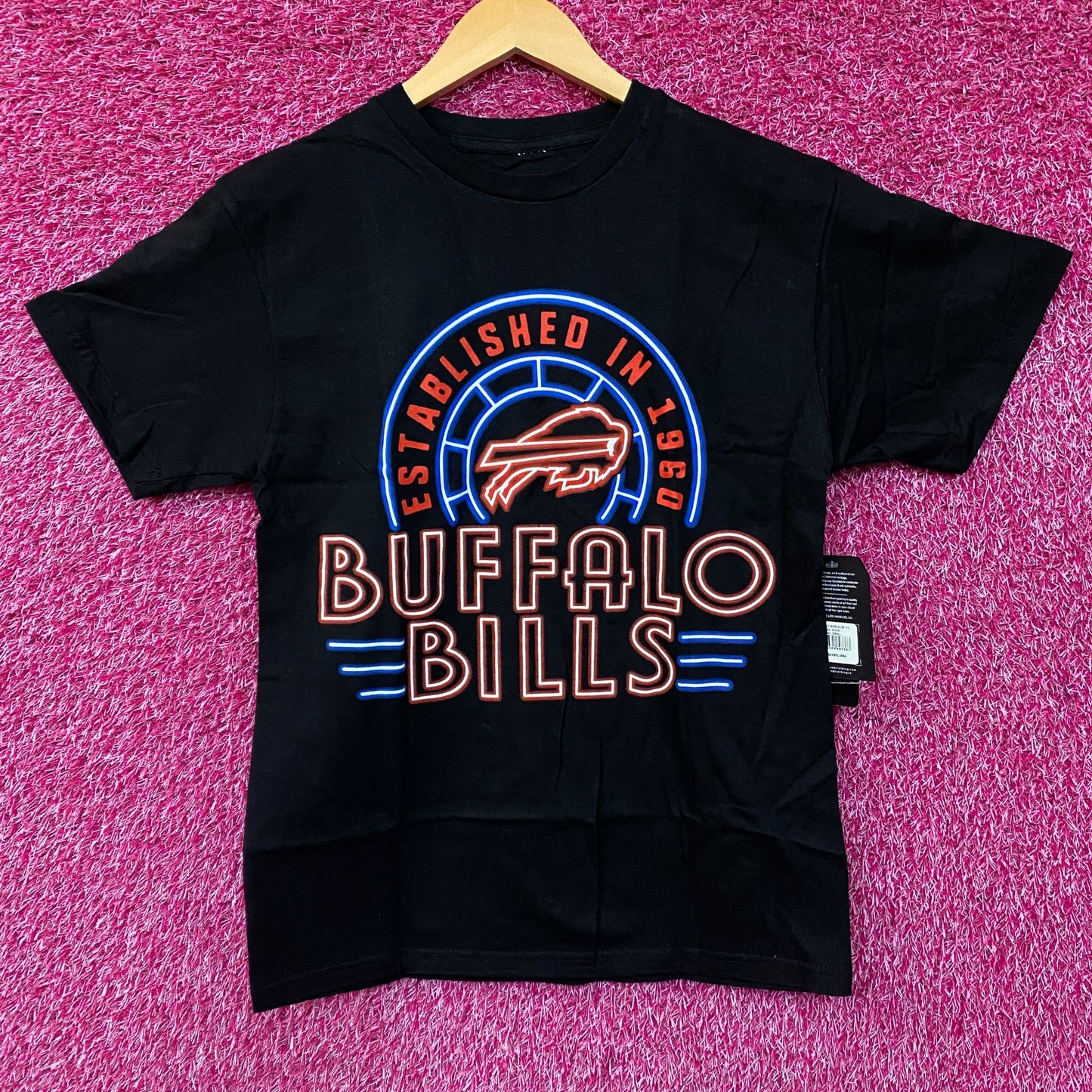 Junk Food Clothing NFL Buffalo Bills Neon Style Logo Graphic T-Shirt Small